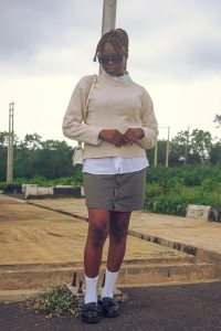 SHORT SKIRT ON LOAFERS OUTFIT