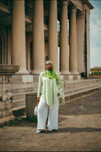 Two piece white and green outfit