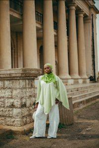 Two piece white and green outfit