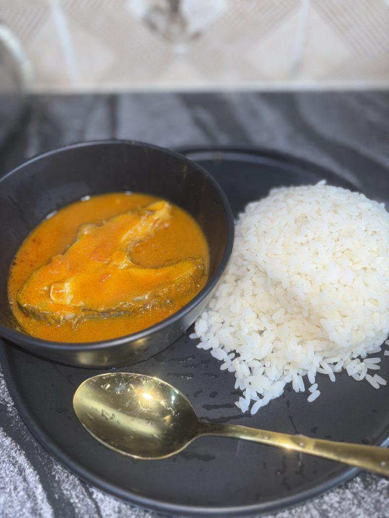 fresh owere fish soup and rice