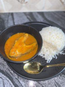 fresh owere fish soup and rice