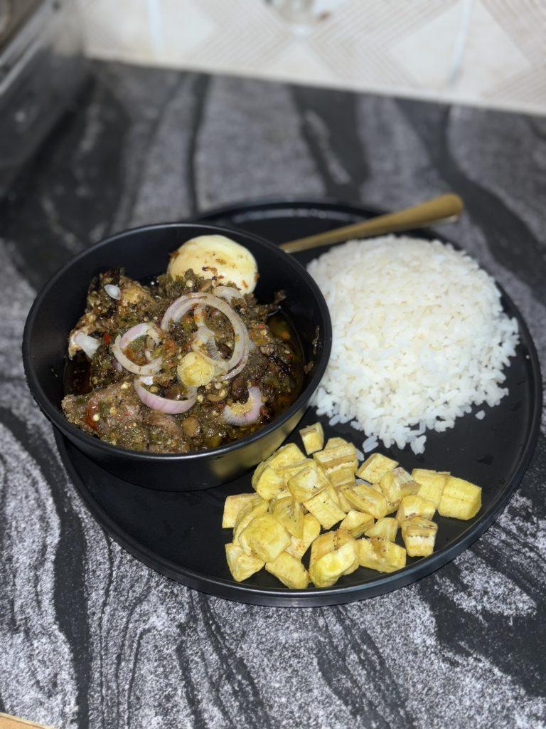 Spicy Ayamase sauce and a bowl of rice