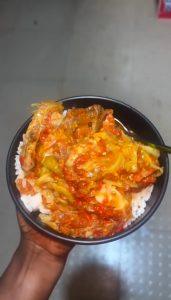 Crunchy easy and filling cabbage sauce with rice